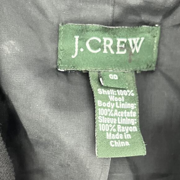 J. Crew Women's Black Wool Tailored‎ Single Breasted Blazer Lined Jacket 00 - Picture 6 of 6